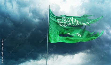 Saudi Arabia, Kingdom of Saudi Arabia - Waving Flag Stock Photo | Adobe ...