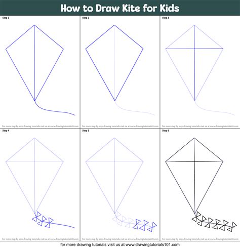 How to Draw Kite for Kids printable step by step drawing sheet ...