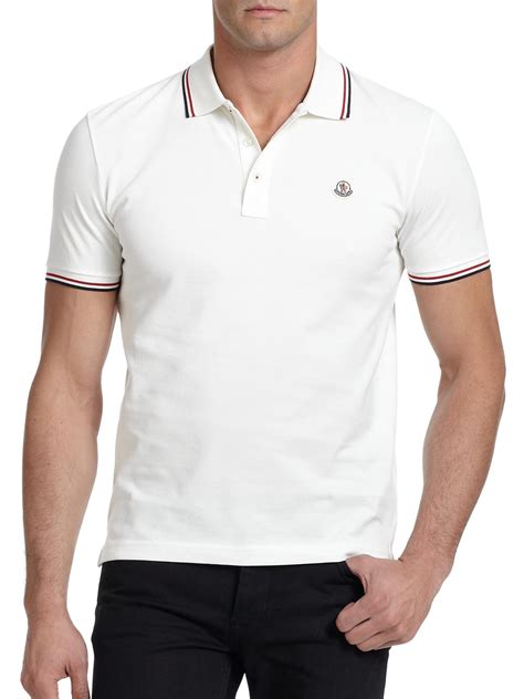 Moncler Tipped Cotton Polo Shirt in White for Men - Lyst