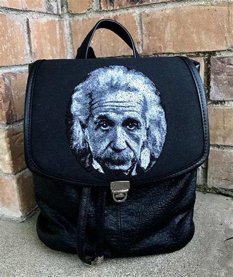 Leather Backpack Rucksack - People I Admire - Einstein, Tesla, Darwin, Lucille Ball, Freddie ...