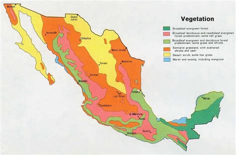 Mexico natural resources map - Map of Mexico natual ressources (Central ...