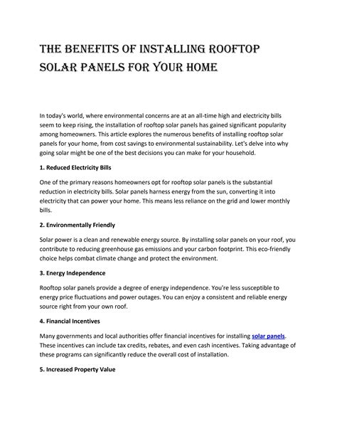 The Benefits of Installing Rooftop Solar Panels for Your Home by ...