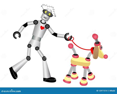 Robot Walking Robot Dog On Leash Stock Images - Image: 12971514