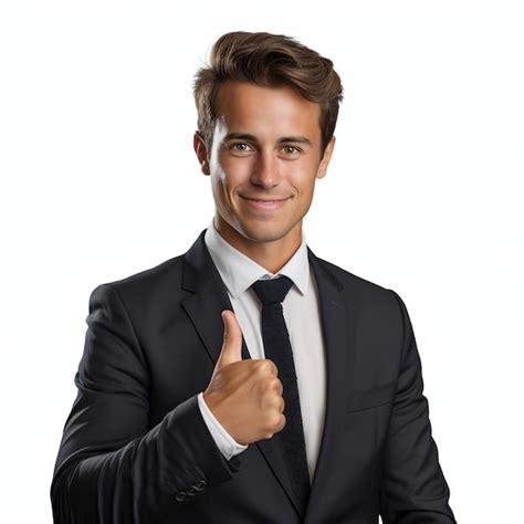 Premium Photo | Businessman in suit giving thumbs up