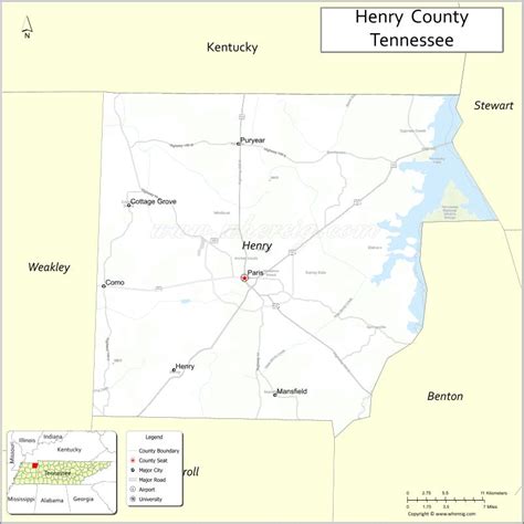 Map of Henry County, Tennessee - Where is Located, Cities, Population ...