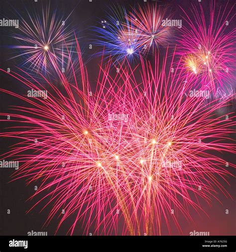 Fireworks in night sky Stock Photo - Alamy