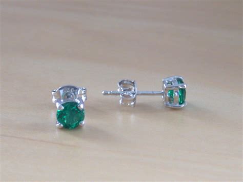 925 Emerald (Lab Created) Stud Earrings/Emerald Stud Earrings/Emerald ...