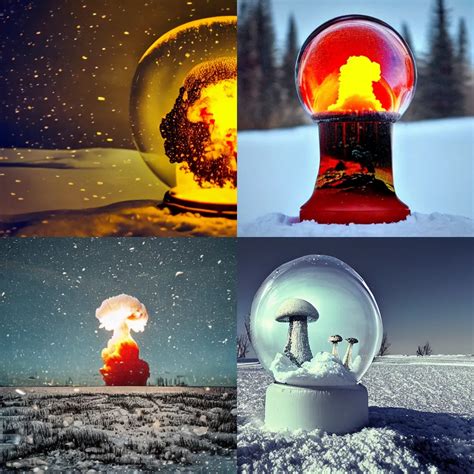 Nuclear explosion inside a snowglobe, snowglobe, | Stable Diffusion ...