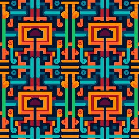 Premium Photo | General circuitry pattern illustration repeating colorful seamless design
