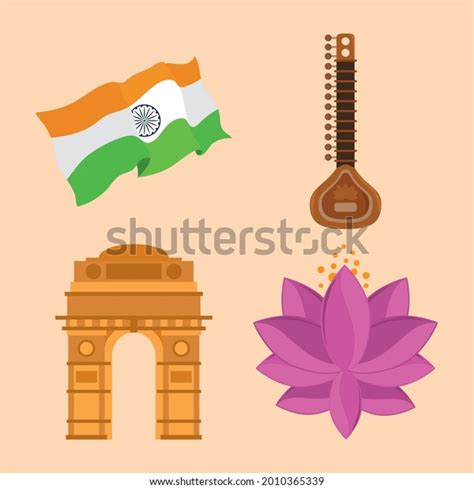 Indian Independence Traditional Icon Set Stock Vector (Royalty Free ...