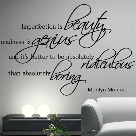 Marilyn Monroe Wall Decal Vinyl Sticker Quote Art Decor Imperfection Is ...