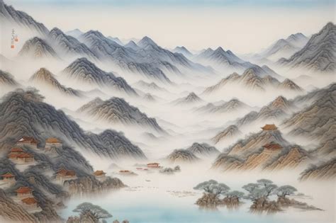 Premium AI Image | Chinese Landscape Art ink