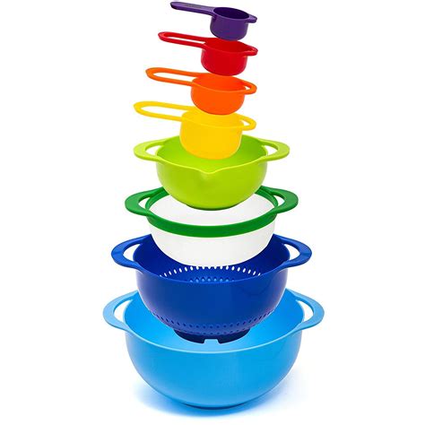 Amazon.com: HULLR 8-Piece Measuring Mixing Bowl Set, Colorful Stackable Bowls For Baking Cooking ...