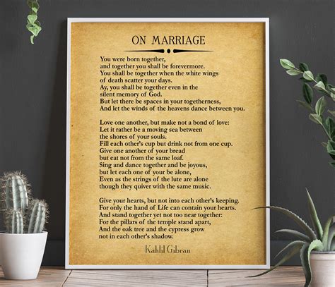 On Marriage Poem by Khalil Gibran The Prophet Print