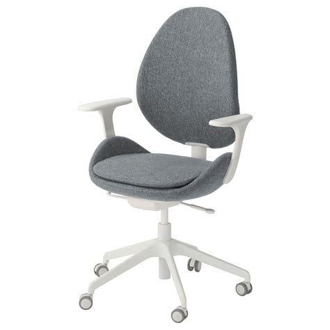 HATTEFJÄLL Office chair with armrests - Gunnared medium gray, white | Office chair, Modern desk ...