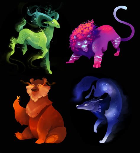 Elemental Animals by ApollinArt on DeviantArt