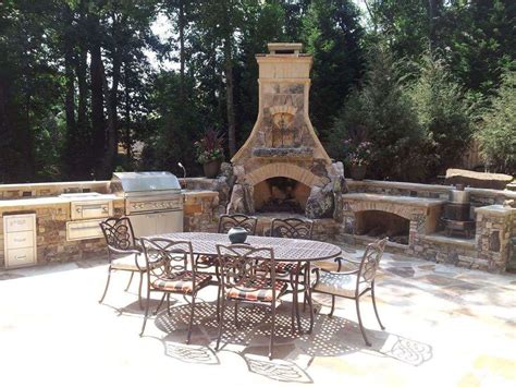 outdoor cooking station fireplace - Landscaping Atlanta