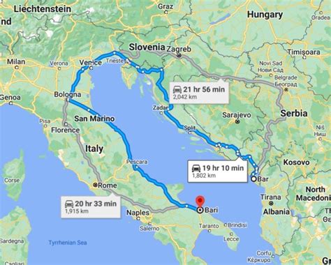 From Montenegro to Italy: ferries, planes, timetable