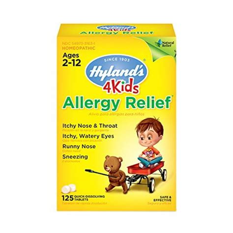 Childrens Allergy Medicine by Hyland's 4 Kids Allergy Relief Tablets, Safe and Natural for ...