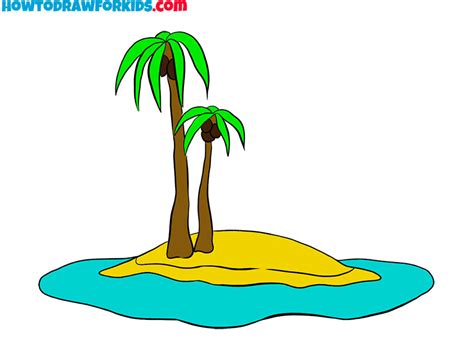 How to Draw an Island - Easy Drawing Tutorial For Kids