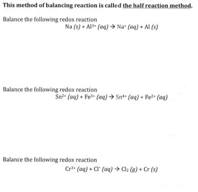 Solved Balancing Simple Redox Equations. Please respond to | Chegg.com