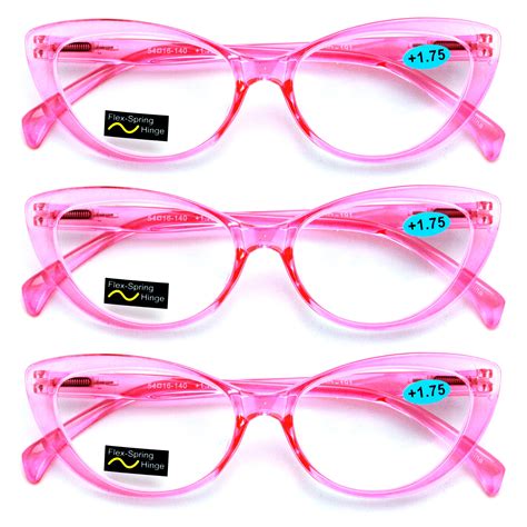 3 Pairs Lot Women Cat eye Clear Pink Readers Reading Glasses - Cateye - Walmart.com