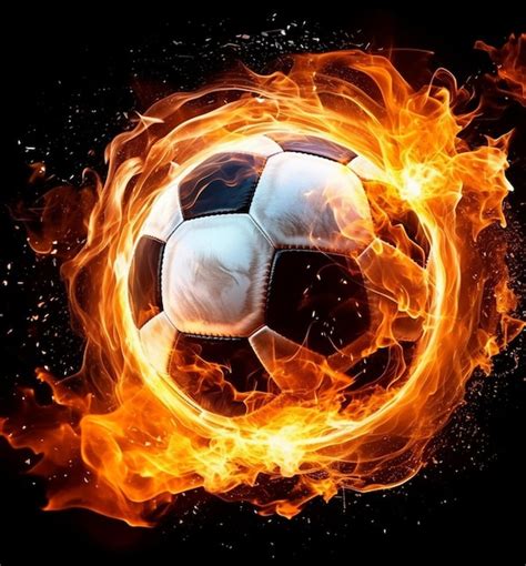 Premium AI Image | Soccer Ball Ablaze on Black Background