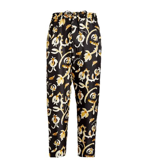 Silk Floral Print Trousers