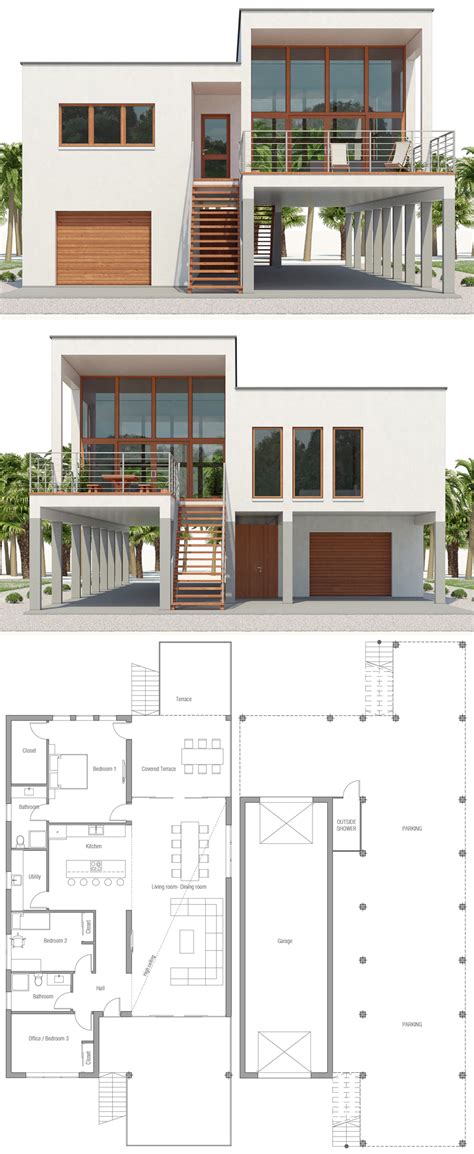 Planta de Casa CH545 | Beach house floor plans, Beach house flooring ...