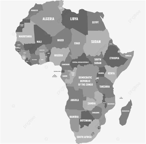 Grey Political Map Of Africa With White Country Names Vector, Africa, Political, West PNG and ...