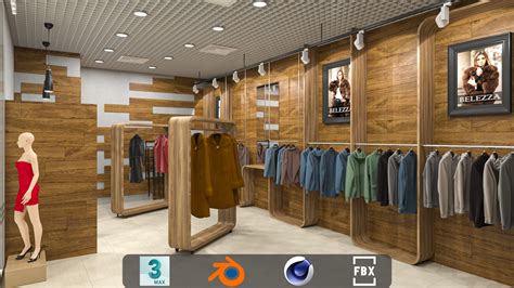 Clothing store interior 3D Models in Store Spaces 3DExport