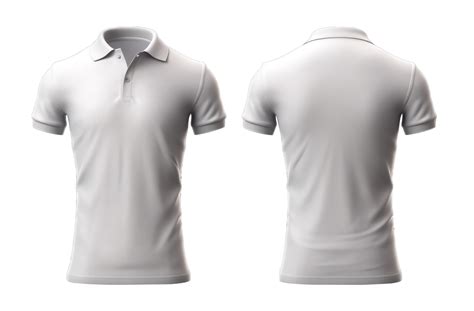 plain white polo shirt mockup design. front and rear view. isolated on transparent background ...