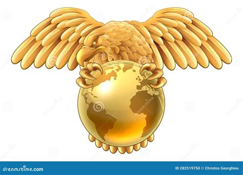 Eagle World Globe Map Earth Global Gold Planet Stock Vector - Illustration of police, army ...