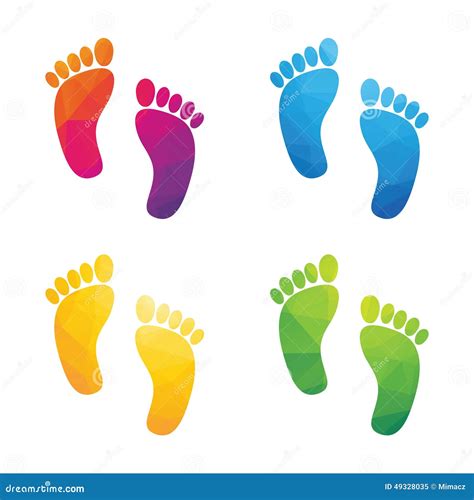 Colorful human footprints stock vector. Illustration of illustration - 49328035