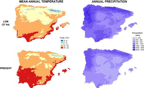 Map of the Iberian climate during the Last Glacial Maximum (21 kyr BP ...