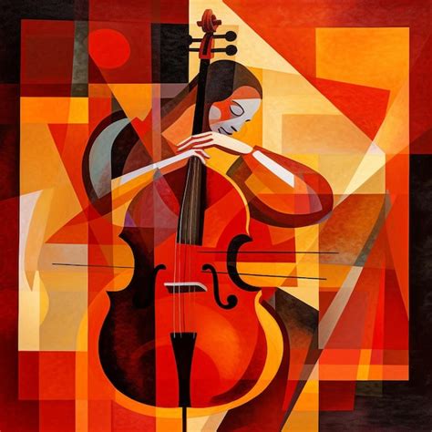 Premium AI Image | a painting of a violin that has a man playing a violin.