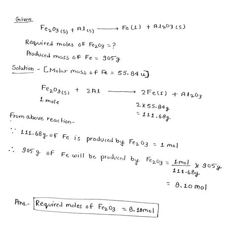 [Solved] . Starting with the following equation, Fe203(S) + Al(s ...