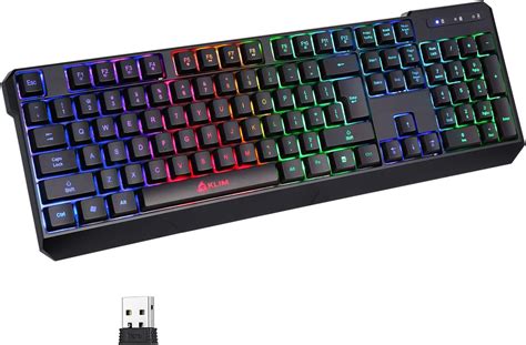 KLIM Chroma Wireless Gaming Keyboard - USB with Led Rainbow Lighting - Backlit, Ergonomic, Quiet ...