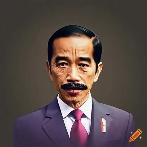 Jokowi wearing a fake mustache on Craiyon