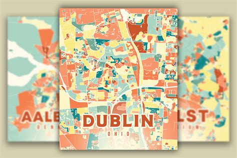 Dublin Ohio Colorful Map Graphic by Poster Boutique · Creative Fabrica