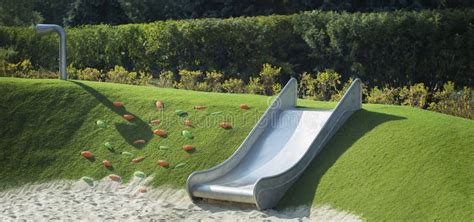 Metal Slide at the Playground Stock Image - Image of metal, happiness ...