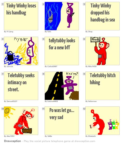 Tinky Winky loses his handbag - Drawception