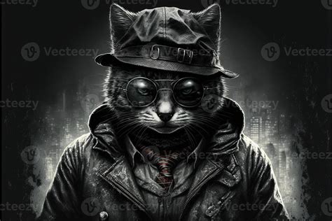 mafia boss cat Portrait illustration 23933650 Stock Photo at Vecteezy