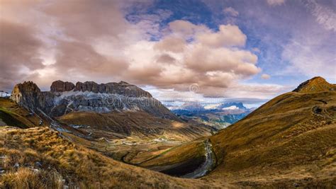 Autumn Dolomites Mountain Scene from Hiking Path Betwen Pordoi Pass and ...