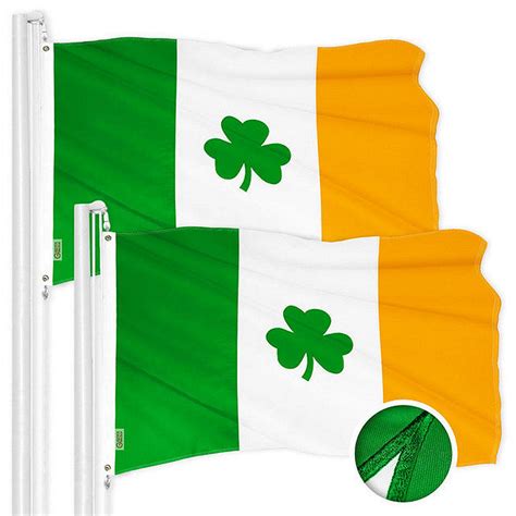 G128 - Ireland SHAMROCK Irish Flag 3x5FT 2 Pack Embroidered Polyester ...