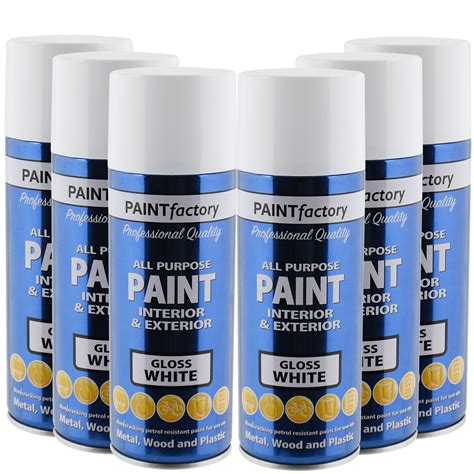 All Purpose White Gloss Spray Paint 400ml Aerosol Dry Metal Interior ...