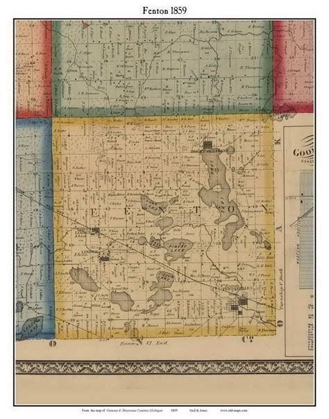 Fenton, Michigan 1859 Old Town Map Custom Print - Genesee Co. - OLD MAPS