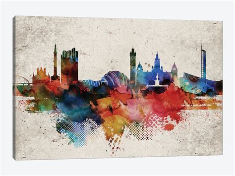 Glasgow Abstract Skyline Canvas Art Print by WallDecorAddict | iCanvas