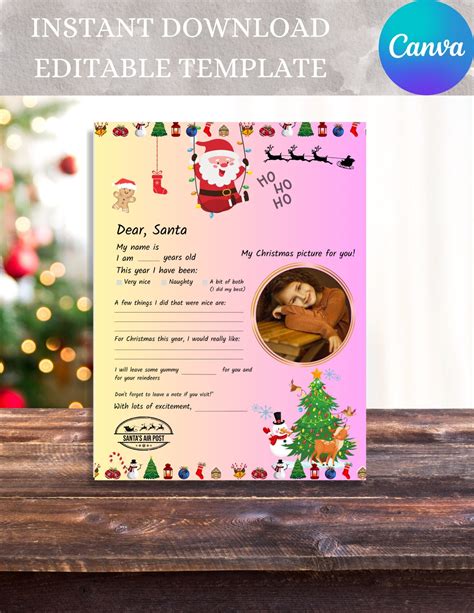 Dear Santa Letter Letter to Santa Letter to Santa Printable - Etsy