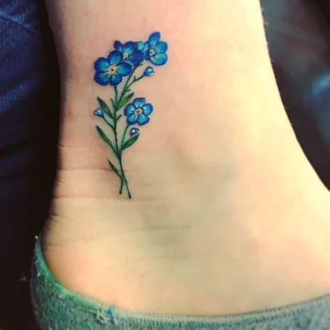 Cute forget me not ankle tattoo | Anklet tattoos, Flower tattoos, Forget me not tattoo